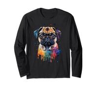 Colorato Carlino Carino Cucciolo Amante Cane Uomini Donne Maglia a Manica