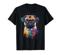 Colorato Carlino Carino Cucciolo Amante Cane Uomini Donne Maglietta