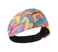 Colorato Cartone Animato Carino Cavallo di Legno Antiscivolo fasce per le donne Elastiche fasce per il sudore per la testa per il Calcio Atletico Sport basket accessori para el cabello de mujeres
