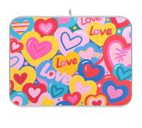 Colorato Cartoon Cuore Amore Carino Scolapiatti stuoia di asciugatura per la cucina Contatore XL Microfibra Piatto di asciugatura mat 18 x 24
