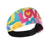 Colorato Cartoon Cuore Amore Umidità Wicking sport fascia elastica fascia per il sudore per le donne per il tennis lavaggio viso uso quotidiano bandas para el cabello