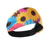 Colorato Cartoon Girasoli Antiscivolo Grandi Fasce per le Donne Elastiche Fasce per Capelli per Trucco Basket Yoga Escursioni