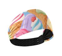 Colorato Cartoon Ice Cream Estate no slip atletico fascia donna elastico testa sudore fasce per le donne per uso quotidiano escursionismo Running bandas para el cabello de mujer