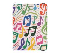 Colorato Cartoon Musica Simboli Porta passaporto in pelle per gli uomini di viaggio Portafoglio Combo Viaggio Passaporto Portafoglio Con Slot per Carta di Vaccinazione per le donne Leggero
