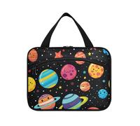 Colorato Cartoon Planets Hanging Travel Size articoli da toeletta per gli uomini con gancio, borsa multifunzionale per la cura della pelle di design per accessori da viaggio per le donne bagno bolso