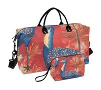 Colorato Cassowary Red Pine Trees Merry Christmas Personal Item Travel Bag Large Carry On Airport Bag Gym Sports Duffel Bag con cinghia regolabile per trekking impermeabile