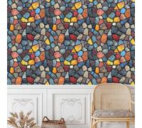 Colorato Ciottoli Carta da Parati Autoadesiva 0.45x3 m Pietre Ghiaia Pellicola Adesiva per Mobili Impermeabile Carta Adesivo Ispessita Opaco Decorare Muro Cucina Armadio Cassetto e Scaffali