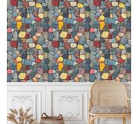 Colorato Ciottoli Carta da Parati Autoadesiva 0.4x10 m Pietre Ghiaia Pellicola Adesiva per Mobili Impermeabile Carta Adesivo Ispessita Opaco Decorare Muro Cucina Armadio Cassetto e Scaffali