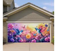 Colorato colibrì porta garage sfondo decorativo fiore grande farfalla all'aperto decorazione festa giardino primavera 157 x 71 pollici