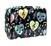 Colorato con chiave di musica e note cosmetiche borsa per le donne, borsa da viaggio grande in PVC trucco pratico sacchetto organizzatore con cerniera, Multi, 18.5x7.5x13cm/7.3x3x5.1in, Beauty case