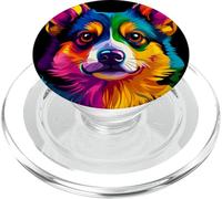 Colorato Corgi Face Cute Puppy Dog Amante Uomini Donne Nero PopSockets PopGrip per MagSafe