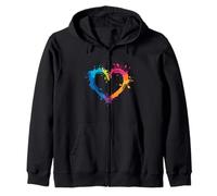 Colorato Cuore Paint Splash Love Felpa con Cappuccio