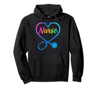 Colorato Cuore Stetoscopio Arcobaleno Arcobaleno Registered Nurse Felpa con Cappuccio