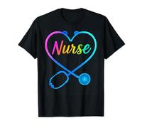 Colorato Cuore Stetoscopio Arcobaleno Arcobaleno Registered Nurse Maglietta