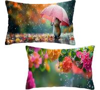 colorato Cuscini Divano 40x60CM Semplice Set di 2, fiore Copricuscino Impermeabile Letto Velluto con Cerniera, Traspiranti Copricuscini per Soggiorno, Facili da Lavare, Durevole Home Decoration Y-819