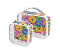 Colorato Del Fumetto Ciambella Cibo Viaggio Toiletry kit TSA Approvato Multifunzionale Pennello Trucco Sacchetto di Ras