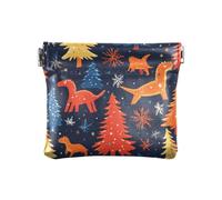 Colorato Dino Red Pine Trees Merry Christmas PU Leather Small Coin Cute Coin Holder per Ragazze Signore Borsa