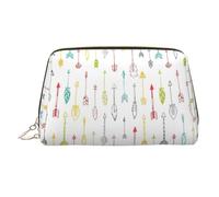 Colorato Disegnato A Mano Arte Con Frecce Stile Boho In Pelle Trucco Sacchetto Cosmetico Sacchetto di Viaggio Organizzatore Toilet