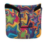 Colorato Distorto Star Pattern in Pop Art Style Golf Putter Covers Magnetico Golf Accessori per la maggior parte di Marca PU Pelle