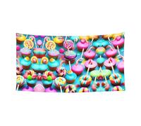 Colorato Dolce Lollipop Cupcake Donut Stampa Interni Esterni Eventi Riutilizzabile Facile Appendere Festivo Festa Banner Decorazione Vacanza