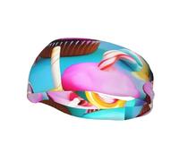 Colorato Dolce Lollipop Cupcake Donut Stampa Sport Sweatband Elastico Traspirante E Traspirante Fascia Per La Corsa