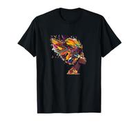 Colorato Donna Nera Afro Uccelli Natura Arte Orgogliosa Maglietta