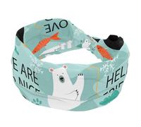 Colorato Doodle Animali Polari Fasce Elastico Ampia Turbante Fascia Morbida Fascia per Capelli Antiscivolo per Yoga Allenamento Sport Corsa