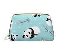 Colorato Doodle Fiori Pelli Lavabile Makeup Bag per le Donne, Viaggio Cosmetici Borse, Portatile Cerniera Astuccio Organizer Pouch, Simpatici panda., Taglia unica