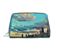 Colorato Doodle Fiori Pelli Lavabile Makeup Bag per le Donne, Viaggio Cosmetici Borse, Portatile Cerniera Astuccio Organizer Pouch, paesaggio urbano, orizzonte, Taglia unica