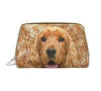 Colorato Doodle Fiori Pelli Lavabile Makeup Bag per le Donne, Viaggio Cosmetici Borse, Portatile Cerniera Astuccio Organizer Pouch, Carino Golden Retriever, Taglia unica