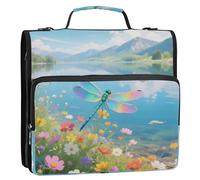 Colorato Farfalla Fiori 1.5 Pollici 3 Anelli Raccoglitore Organizzatore con Maniglia e Tracolla Rimovibile Laege Capacità Portfolio Organizzatore per Ufficio Scuola Bolsa de almacenamiento de