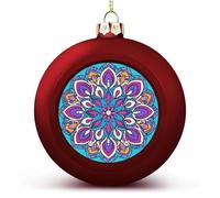 Colorato fiore mandala su blu palla di Natale ornamenti infrangibili da appendere palline di Natale per albero di Natale decorazioni rosse per albero di Natale palline per feste di nozze