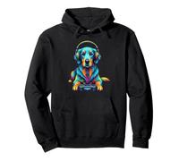 Colorato Flat-Coated Retriever Gamer Dog Videogioco Felpa con Cappuccio