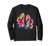 Colorato Flip-Flops Fiori Occhiali Da Sole Estate Donne Abbigliamento Maglia a Manica