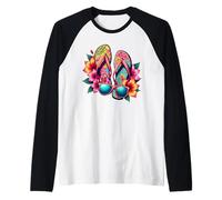 Colorato Flip-Flops Fiori Occhiali Da Sole Estate Donne Abbigliamento Maglia con Maniche Raglan