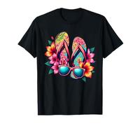 Colorato Flip-Flops Fiori Occhiali Da Sole Estate Donne Abbigliamento Maglietta