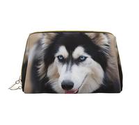 Colorato Flip Flops Pelle Lavabile Makeup Bag per le donne, Viaggio Cosmetici Borse, Portatile Cerniera Astuccio Organizer Pouch, Cane Husky Carino, Taglia unica
