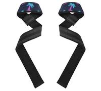 Colorato Fluorescente Neon Beach Coconut Trees Polsiere e Sollevamento Cinghie 66 cm Antiscivolo Deadlift Cinghie da polso per sollevamento pesi, bodybuilding, Forza Accessori