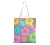 Colorato Fluorescente Scavato Stelle Tela Tote Bulk con manici Tote Bag Con Tasche Borse della spesa di Tela Per la spesa per lo Shopping Bolsa de lona
