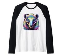 Colorato Formicaio Ardvaark Ritratto Art Maglia con Maniche Raglan