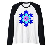 Colorato Fractal Koch Fiocco di Neve Modello Forme Mania Maglia con Maniche Raglan