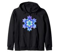 Colorato Fractal Koch Fiocco di Neve Modello Luminoso Forme Mania Felpa con Cappuccio