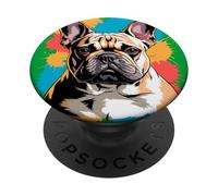 Colorato francese bulldog astratto di vernice astratto arte PopSockets PopGrip Adesivo