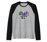 Colorato Funky Peace Segni Cuore Maglia con Maniche Raglan