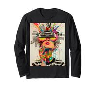 Colorato Futuristico Astratto Geometria Colori Audaci Pop Art Maglia a Manica
