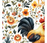 Colorato Gallo Giardino Pellicola Adesiva per Mobili Fiori Pollo Carta da Parati Rimovibile Autoadesiva Opaco Ispessita Wallpaper Impermeabile Decorativa Rullo Sticker per Cucina Armadio Porta 0.3x3 m