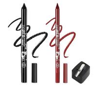 Colorato Gel Glitter eyeliner matite penna set, 2 pezzi Eyeliner impermeabile Labbra Liner Ombra d'occhio Matite sopracciglia Pen Eye Makeup (01 Nero & 10 Rosso)