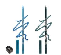 Colorato Gel Glitter eyeliner matite penna set, 2 pezzi Eyeliner impermeabile Labbra Liner Ombra d'occhio Matite sopracciglia Pen Eye Makeup (07 Blu & 09 Blu freddo)