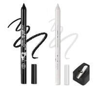 Colorato Gel Glitter eyeliner matite penna set, 2 pezzi Eyeliner impermeabile Labbra Liner Ombra d'occhio Matite sopracciglia Pen Eye Makeup (01 Nero & 02 Bianco)