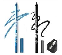 Colorato Gel Glitter eyeliner matite penna set, 2 pezzi Eyeliner impermeabile Labbra Liner Ombra d'occhio Matite sopracciglia Pen Eye Makeup (01 Nero & 07 Blu)